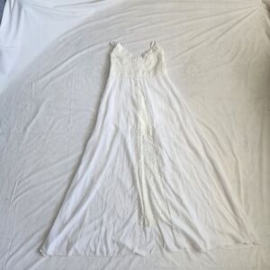 White Ivory Lace Bridal Nightgown Negligee Womens Size XL Wedding Sheer Ethereal